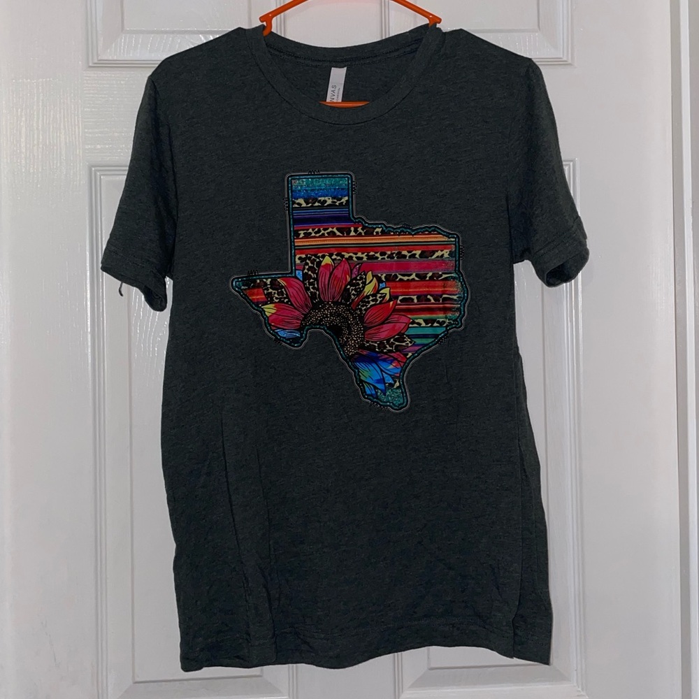 Bella Canvas Heather Charcoal Crewneck Tee with Orange Accent